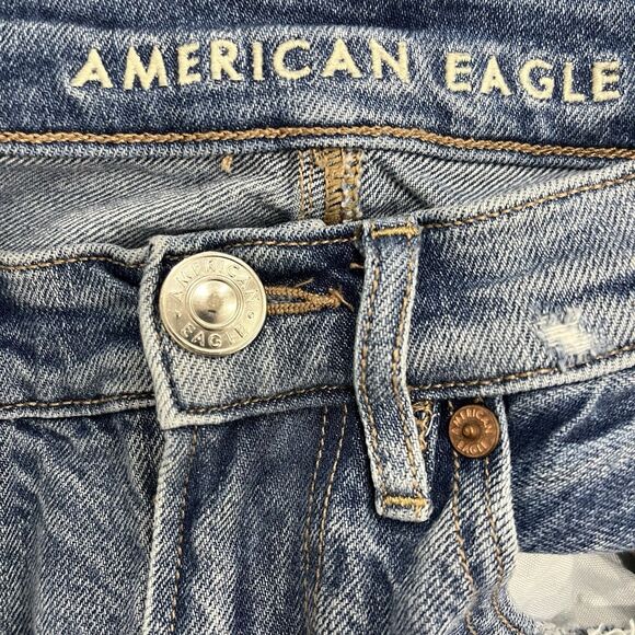 American Eagle Distressed Wide Leg Baggy Jeans Size 8 Regular - Picture 9 of 9